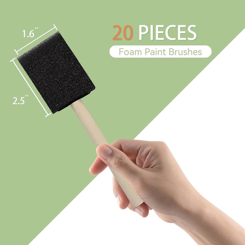 DMSVK 20 PCS Foam Paint Brushes, 1.6 Inch Sponge Brush for Painting, Staining, Varnish, Touch Up, DIY Craft Art Projects - Image 2